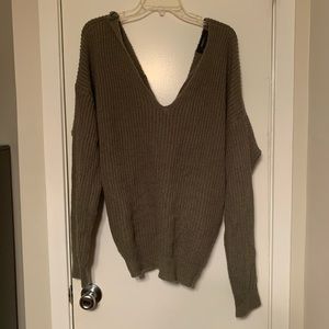 Vneck off the shoulder sweater (knotted back)